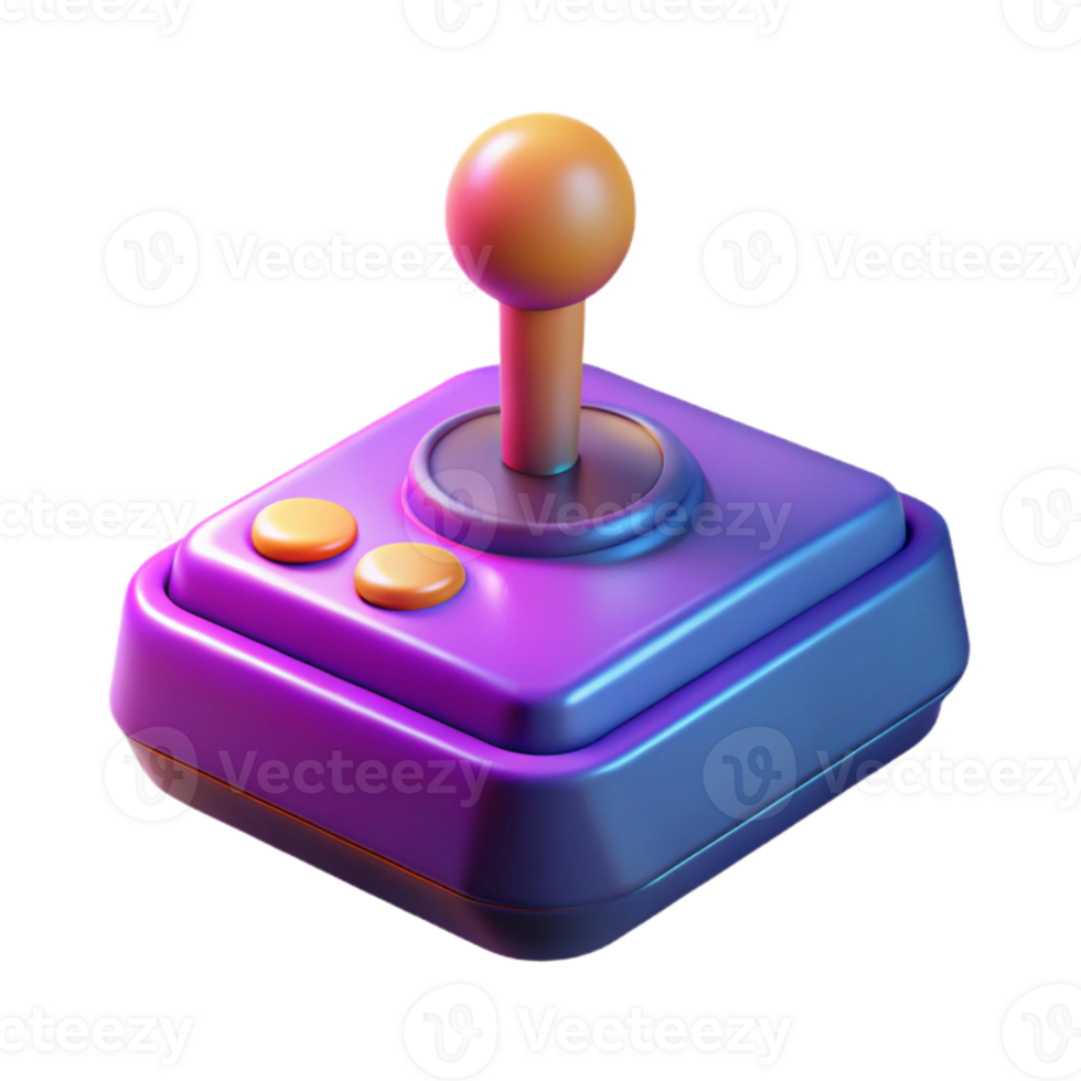 vibrant artistic wonderful vintage A low-poly render of a retro gaming console with a glowing joystick, vibrant 8-bit color palette, synthwave style exclusive 4K png