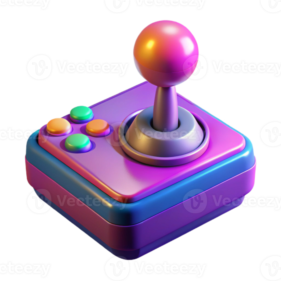 vibrant artistic beautiful vintage A low-poly render of a retro gaming console with a glowing joystick, vibrant 8-bit color palette, synthwave style premium exclusive png