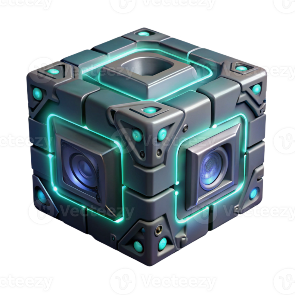 impressive creative dramatic creative A single, glowing, futuristic data cube floating in darkness, intricate glyphs carved into its surface, ethereal lighting, science fiction style exclusive... png