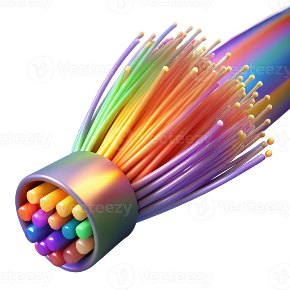 extraordinary abstract stunning traditional A close-up, macro shot of a fiber optic cable emitting glowing strands of light, vibrant, multicolored lighting, abstract photography style premium... png