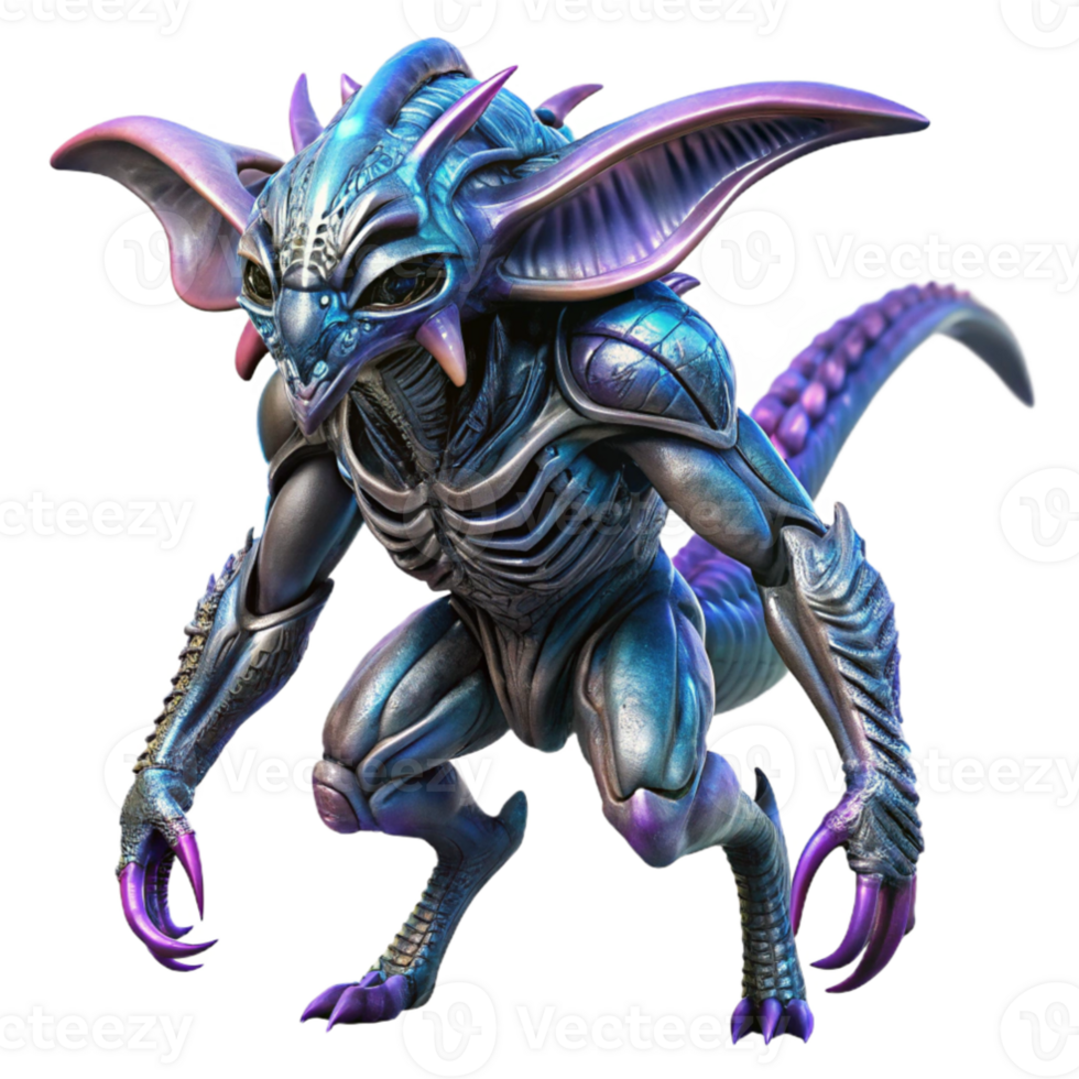 wonderful creative magnificent vintage A highly detailed, biomechanical alien creature with iridescent scales, dramatic lighting highlighting its texture, fantasy art style, genuine exclusive png