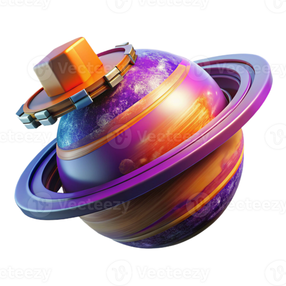 wonderful minimalist impressive rustic A giant, crystalline space station orbiting a gas giant planet with vibrant purple and orange bands, reflecting the planet's light. Bright, vibrant lighting.... png