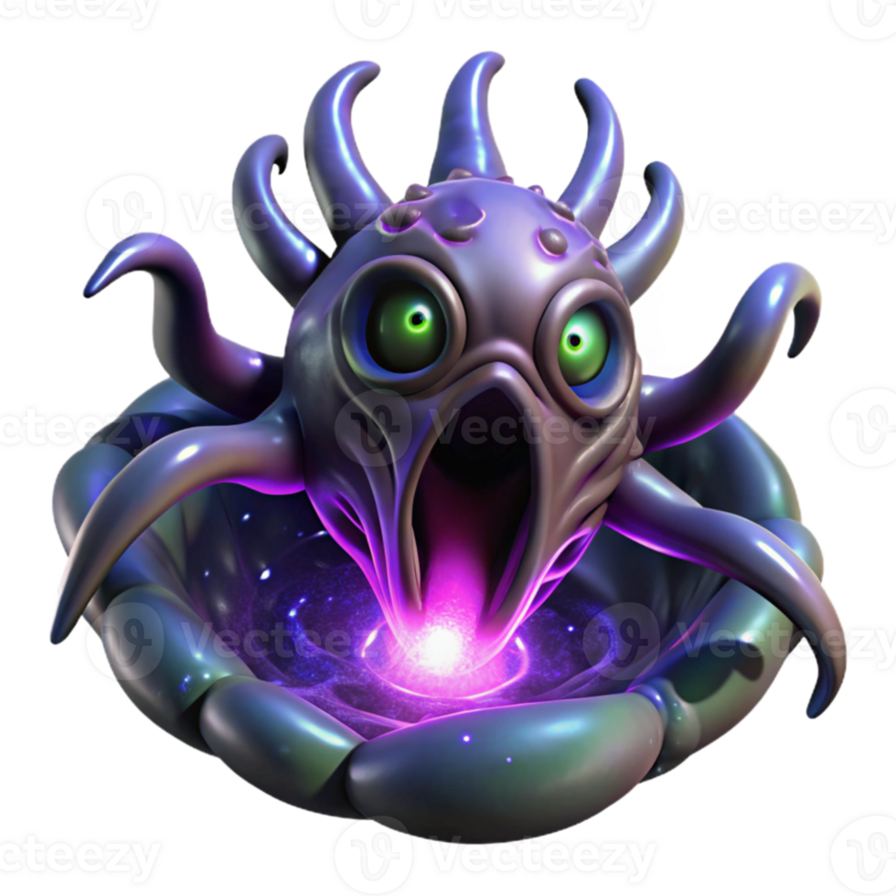 dramatic modern serene abstract A colossal, alien creature with iridescent scales and tentacles of pure energy, emerging from a black hole, illuminated by the swirling cosmic energies.... png