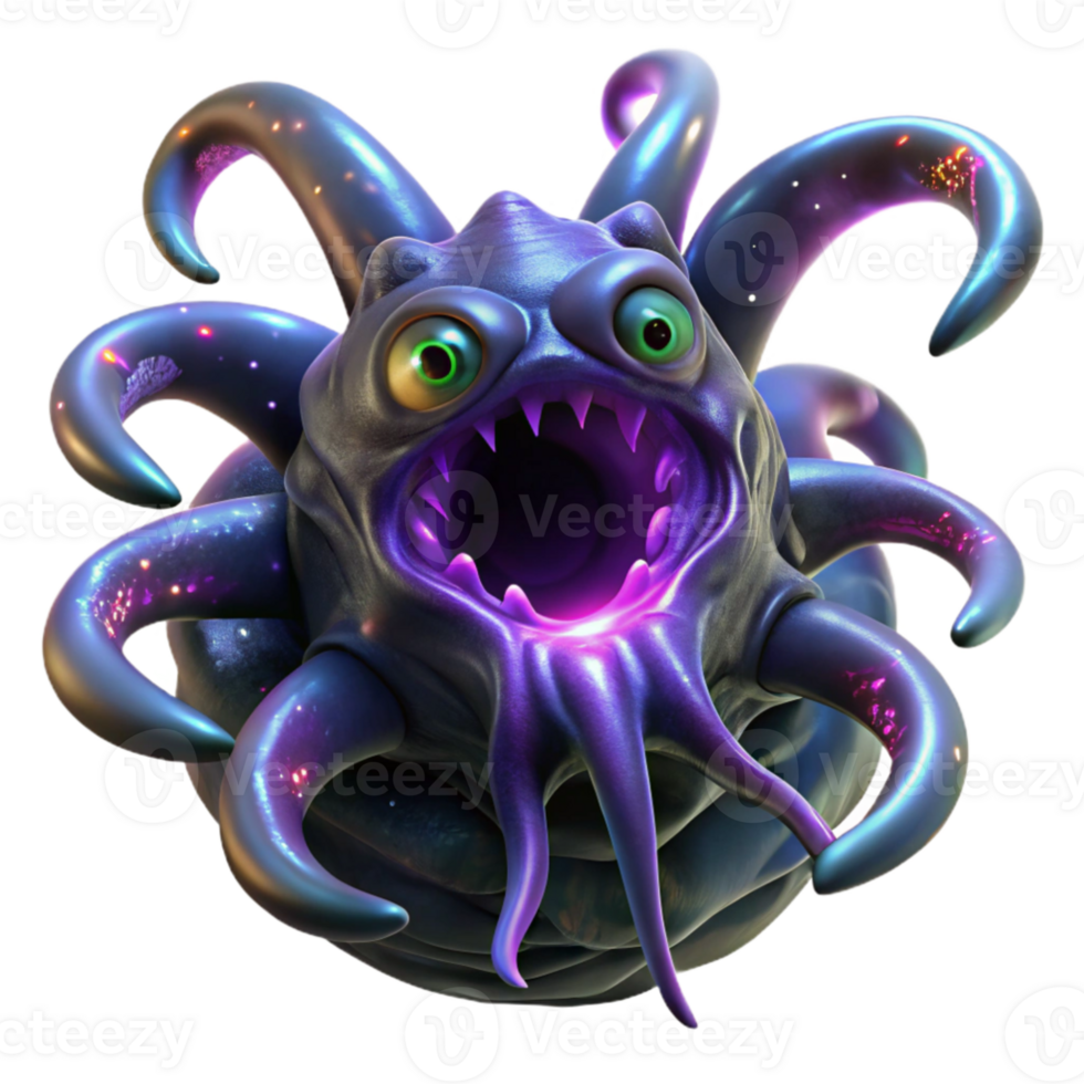 stunning traditional extraordinary traditional A colossal, alien creature with iridescent scales and tentacles of pure energy, emerging from a black hole, illuminated by the swirling cosmic... png
