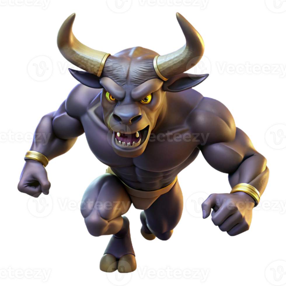 beautiful contemporary elegant artistic A fearsome minotaur charging through a ruined temple, dynamic pose, dramatic lighting, dark fantasy high quality original png
