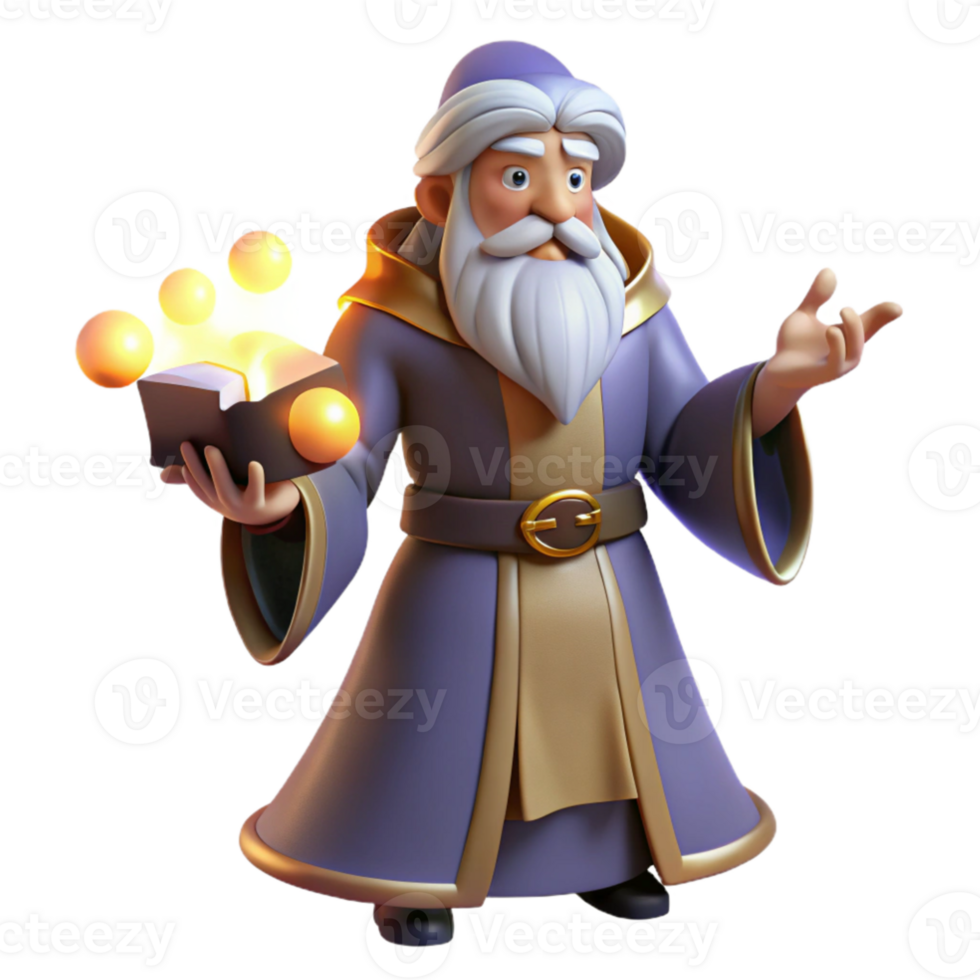 vibrant artistic serene rustic A wise old wizard casting a spell in his study, glowing orbs, warm lighting, Rembrandt style premium high quality png