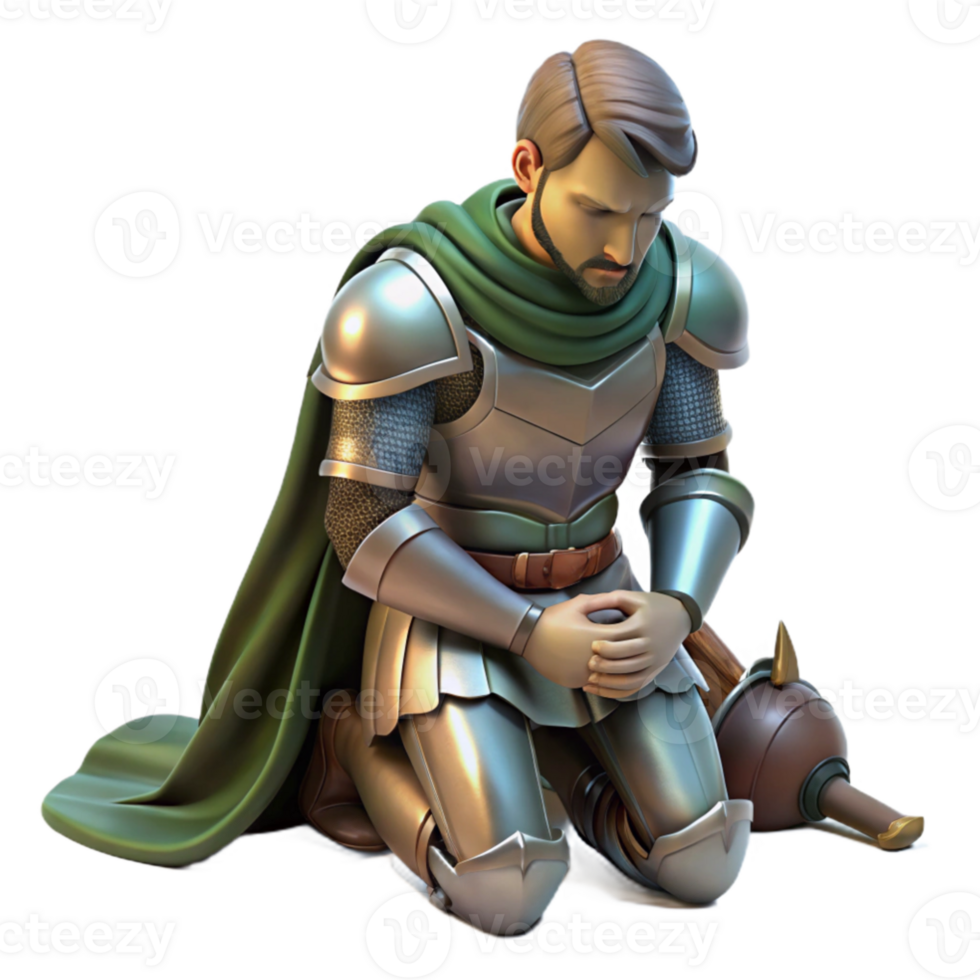 serene traditional dramatic creative A lone knight kneeling before a fallen comrade, somber lighting, realistic armor, historical fantasy genuine premium png