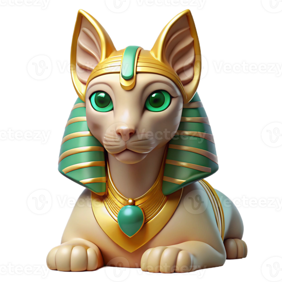 beautiful contemporary beautiful rustic A beautiful sphinx with emerald eyes, intricate details, Egyptian inspired, art deco style high resolution authentic png