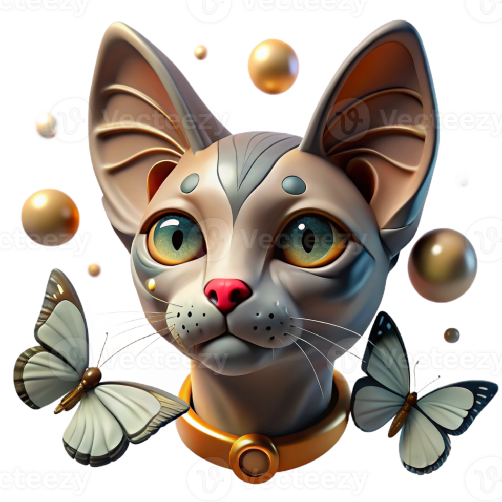 impressive abstract wonderful abstract A surreal portrait of a cat with butterfly wings, surrounded by floating clocks, in a Salvador Dali style high quality original png