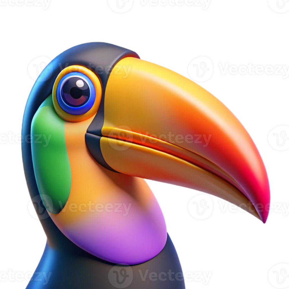 wonderful artistic impressive contemporary A vibrant, pop art portrait of a toucan, with bold outlines and flat colors, on a gradient background professional exclusive png