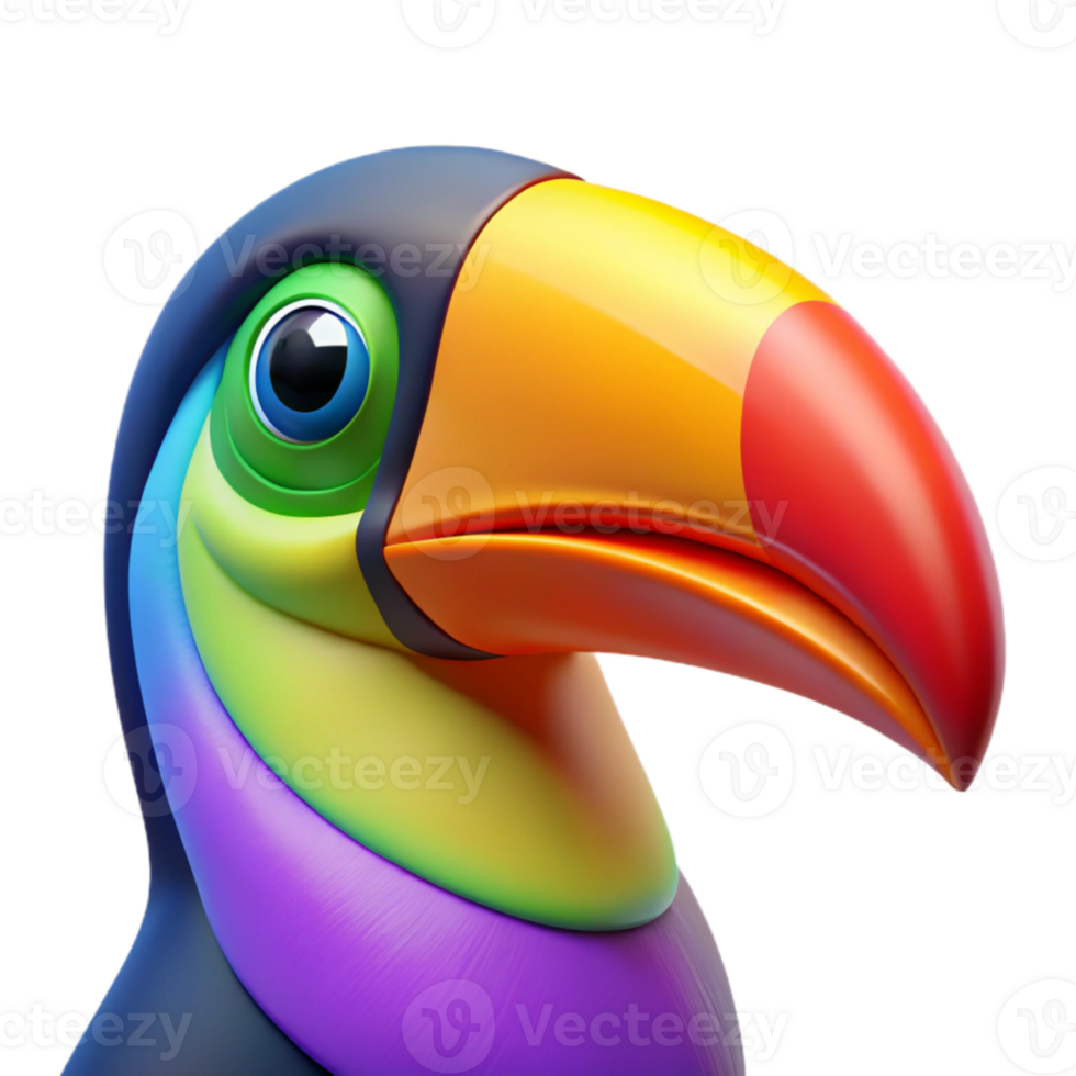 impressive vintage vibrant classic A vibrant, pop art portrait of a toucan, with bold outlines and flat colors, on a gradient background professional high quality png