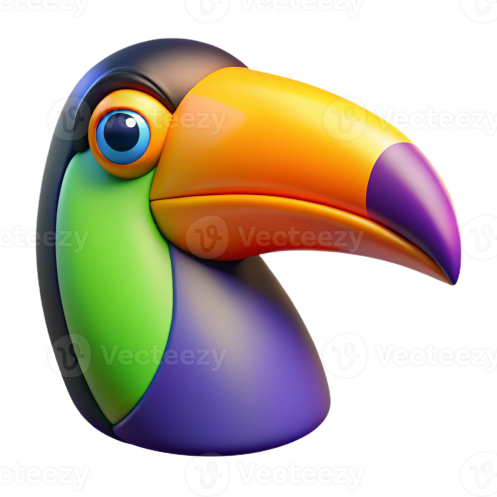 impressive creative wonderful creative A vibrant, pop art portrait of a toucan, with bold outlines and flat colors, on a gradient background professional exclusive png
