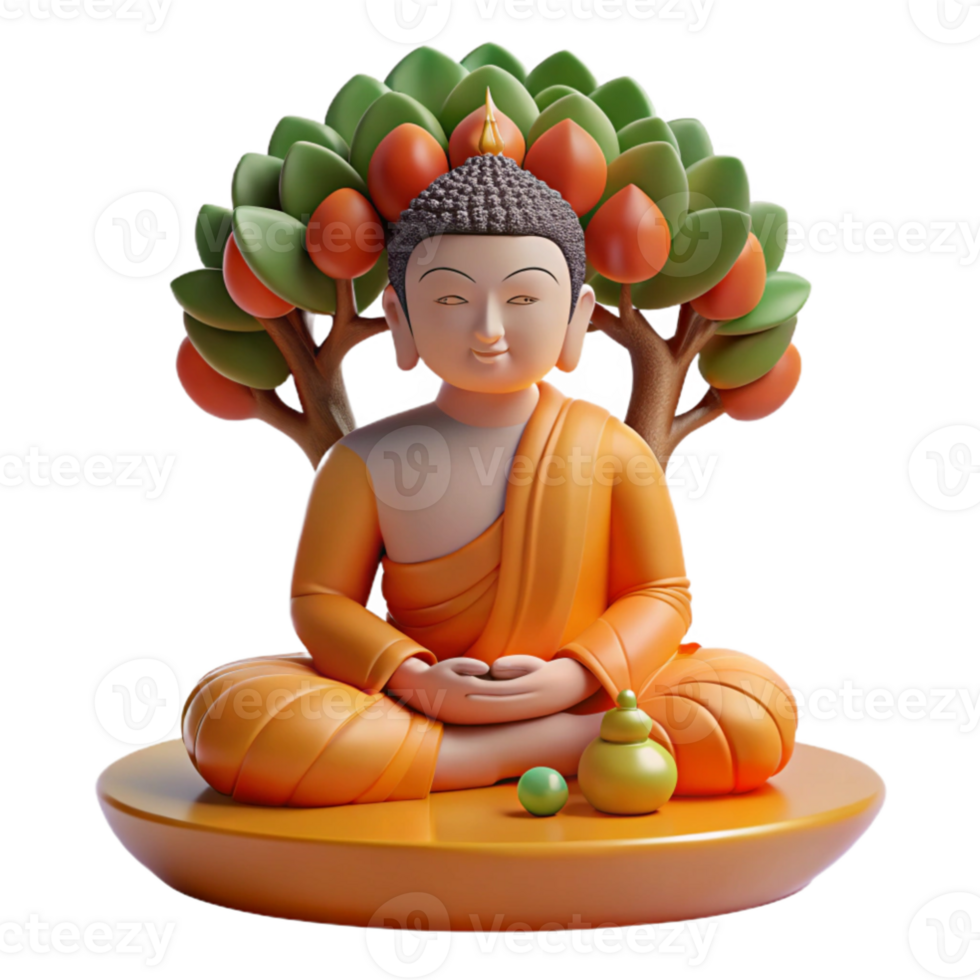 serene contemporary extraordinary traditional A contemplative Buddha sitting under the Bodhi tree, bathed in the soft light of dawn, intricate details and serene expression, in a traditional... png