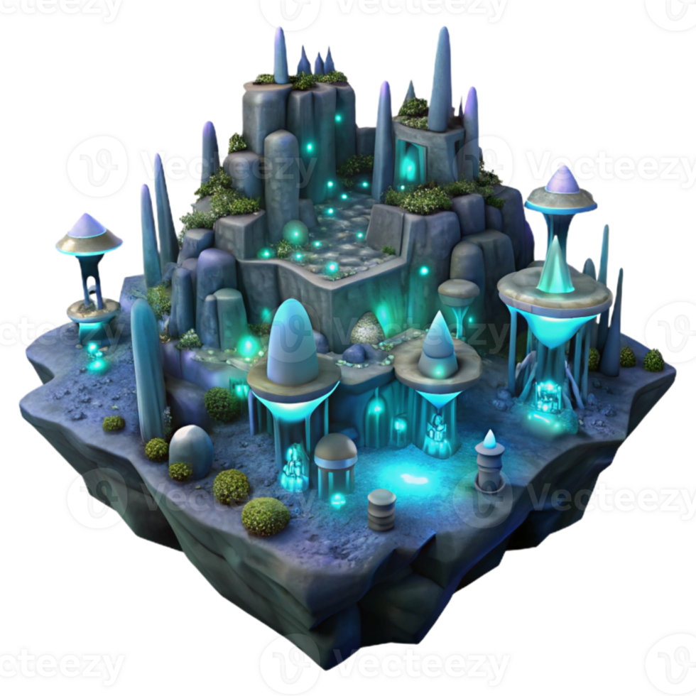 impressive rustic extraordinary modern A sprawling, subterranean city, built into the caverns of an alien planet, illuminated by bioluminescent fungi. Dark, moody lighting detailed genuine png