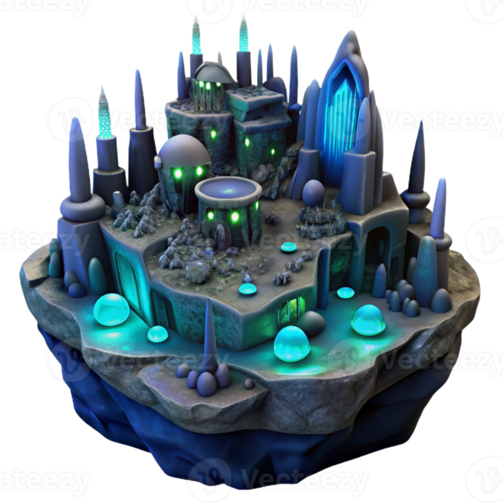 wonderful classic dramatic contemporary A sprawling, subterranean city, built into the caverns of an alien planet, illuminated by bioluminescent fungi. Dark, moody lighting premium genuine png
