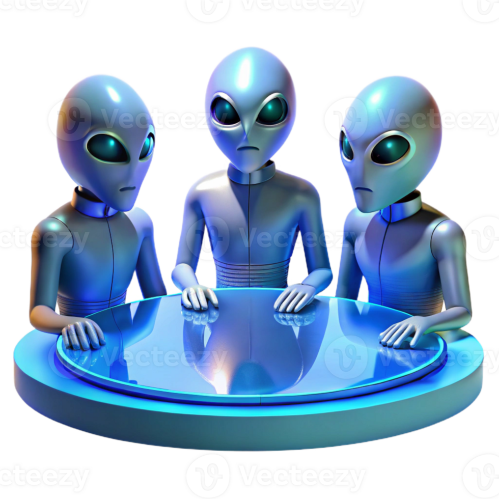 extraordinary creative wonderful artistic A group of alien diplomats, with iridescent skin and elongated limbs, gather around a holographic table, bathed in the cool blue light of the projection.... png
