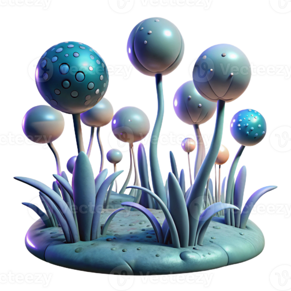 elegant artistic dramatic traditional A field of strange, bioluminescent plants sway gently in the breeze of an alien world, illuminated by the light of two moons.... png