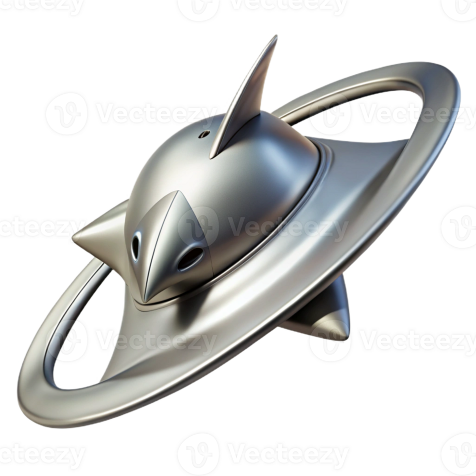 elegant creative wonderful vintage A sleek, silver spaceship, shaped like a manta ray, glides through the rings of Saturn. Photorealistic, space art style premium detailed png