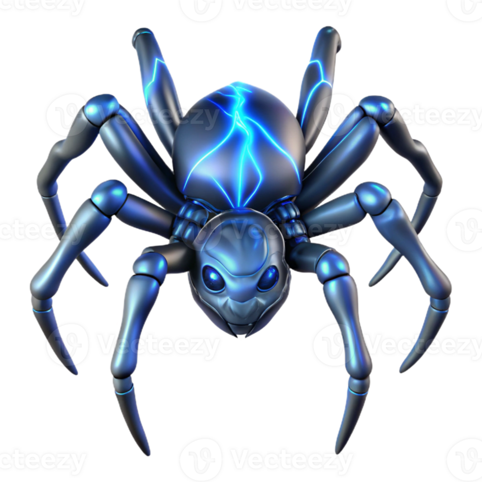 magnificent abstract elegant rustic A giant, biomechanical spider weaving a web of energy, ethereal blue lighting, surrealism style professional high resolution png