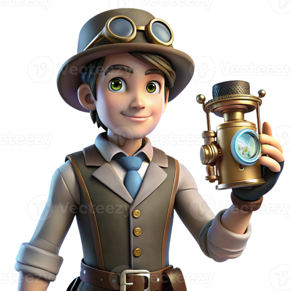 stunning traditional beautiful creative A time traveler in Victorian clothing holding a futuristic device, soft, diffused lighting, steampunk style high quality authentic png