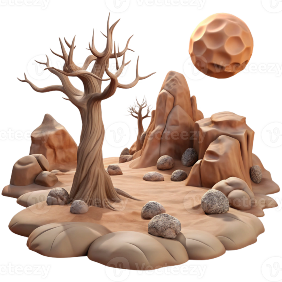 elegant modern beautiful abstract A desolate, alien landscape with strange rock formations and a single, withered tree, harsh, midday sun lighting, photorealistic style premium premium png