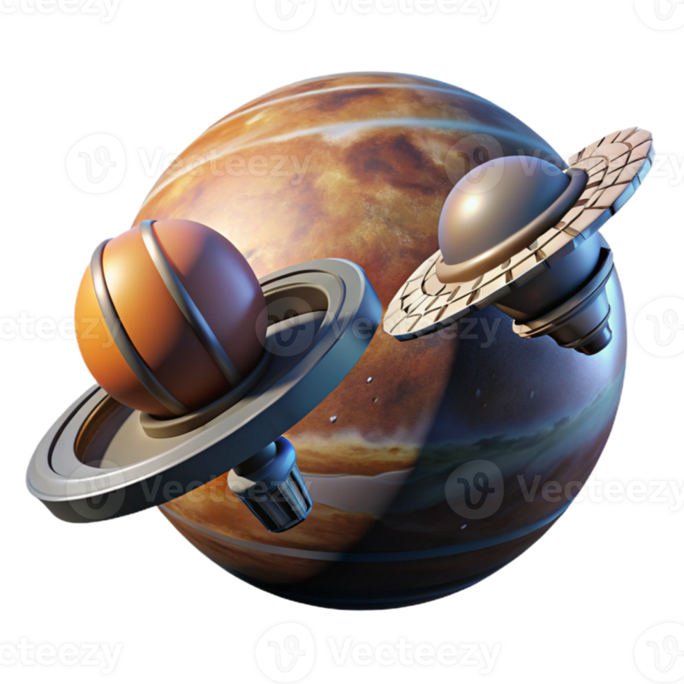 wonderful minimalist magnificent modern A space station orbiting a gas giant, realistic lighting and shadows, hard sci-fi style authentic premium png