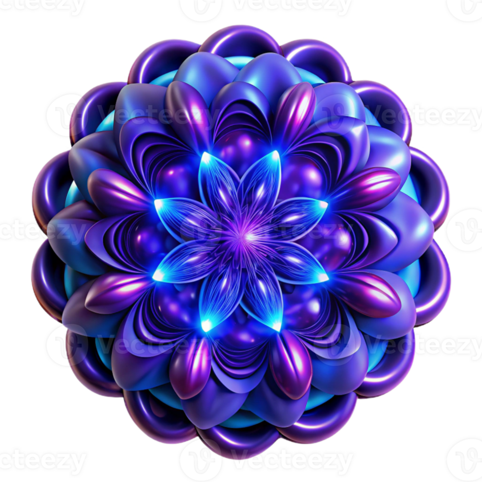 elegant abstract magnificent contemporary Fractal patterns of electric blue and deep violet, intertwining and glowing with an internal bioluminescence, in a dark, ethereal style 4K original png