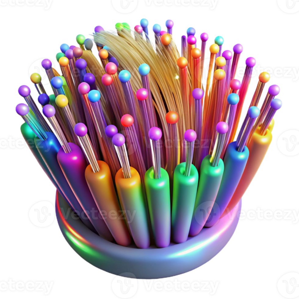 beautiful modern dramatic artistic A field of interwoven, fiber optic cables, emitting a vibrant, multi-colored glow, in a futuristic, cyberpunk style authentic premium png