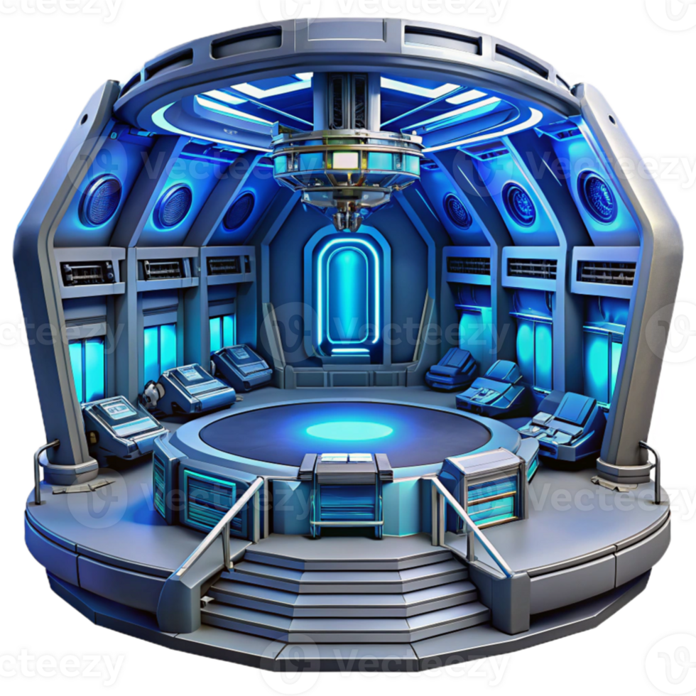serene abstract impressive rustic A spaceship hangar interior, futuristic architecture, cool blue lighting, sci-fi, highly detailed, exclusive exclusive png