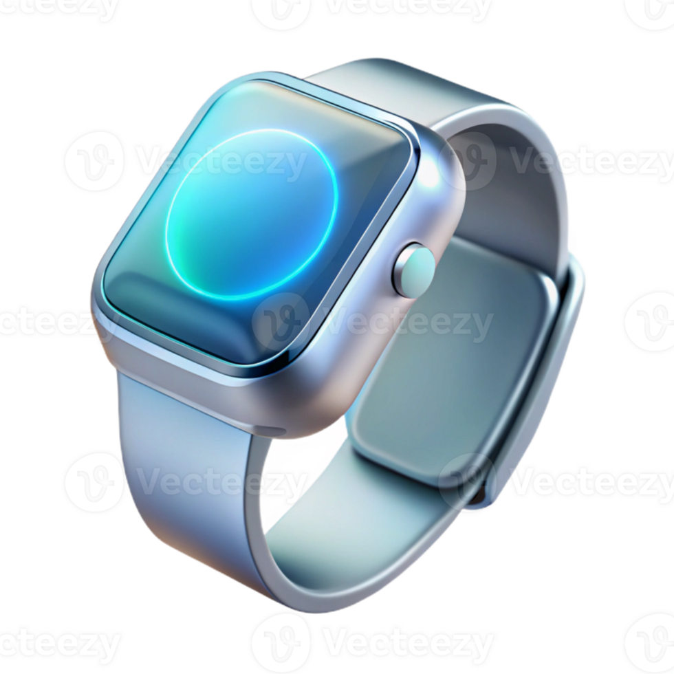 serene classic vibrant traditional A single, sleek silver smartwatch displaying a complex holographic interface, lit by a single beam of white light, minimalist style exclusive genuine png