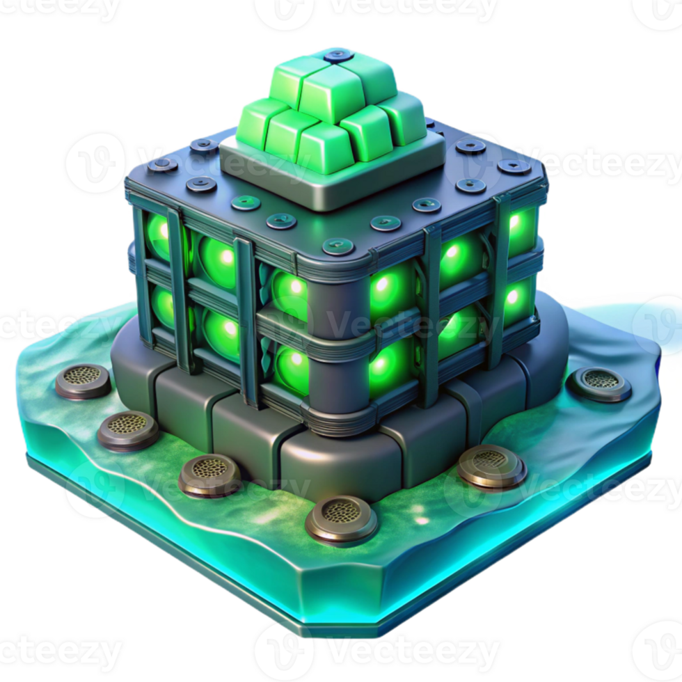 stunning vintage magnificent abstract A giant bioluminescent server farm deep beneath the ocean, emitting a pulsating green light, biopunk style original detailed png