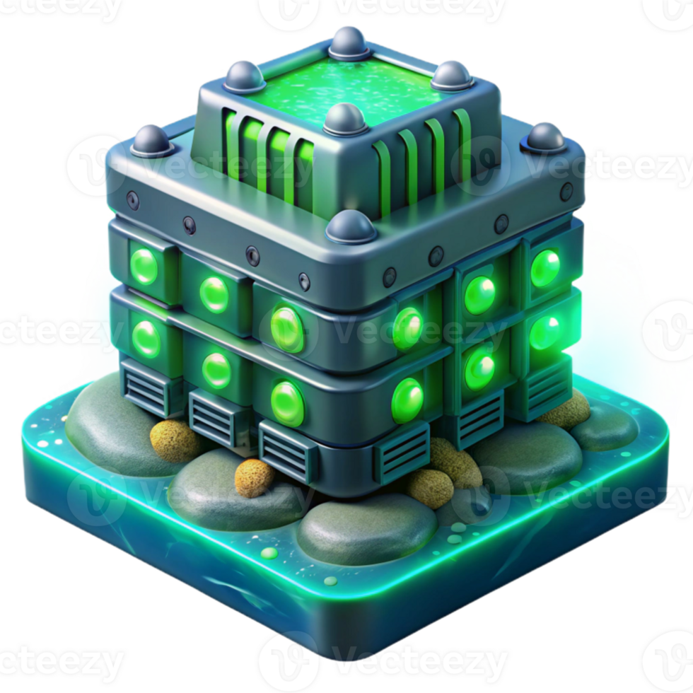 wonderful contemporary magnificent modern A giant bioluminescent server farm deep beneath the ocean, emitting a pulsating green light, biopunk style high quality high quality png