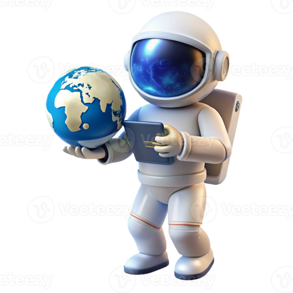 extraordinary contemporary wonderful vintage A lone astronaut holding a transparent tablet displaying the Earth, illuminated by the bright white light of a nearby nebula, photorealistic style high... png