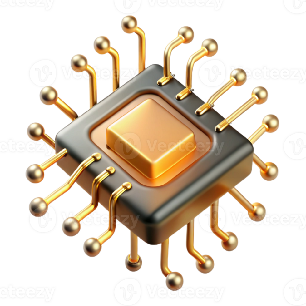elegant modern impressive rustic A close-up of a microchip, intricate pathways glowing with golden light, microscopic photography style premium exclusive png