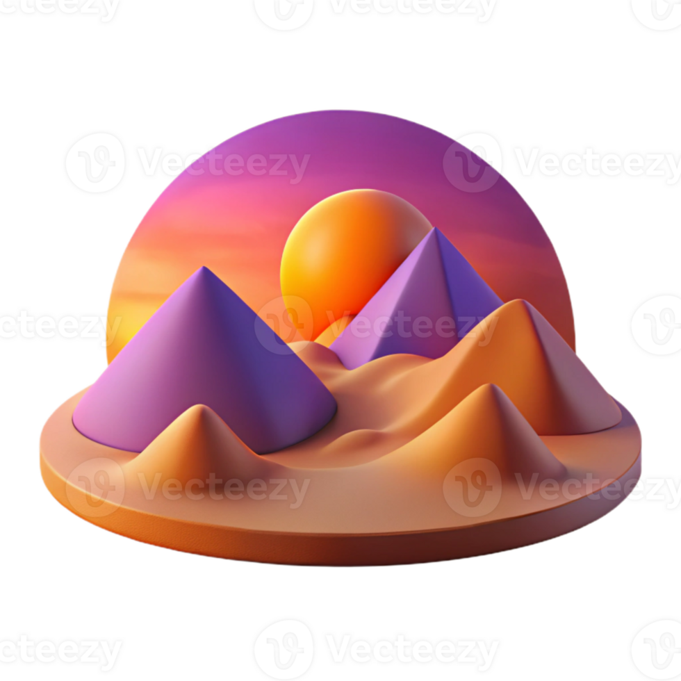 stunning rustic extraordinary abstract A desert landscape at sunset, warm orange and purple hues, minimalist, geometric shapes premium 4K png