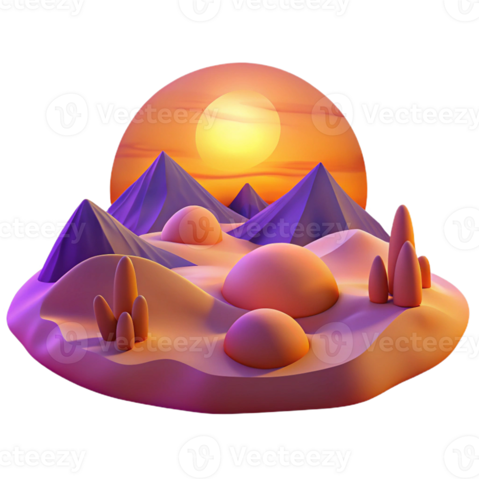 impressive abstract impressive modern A desert landscape at sunset, warm orange and purple hues, minimalist, geometric shapes high resolution exclusive png