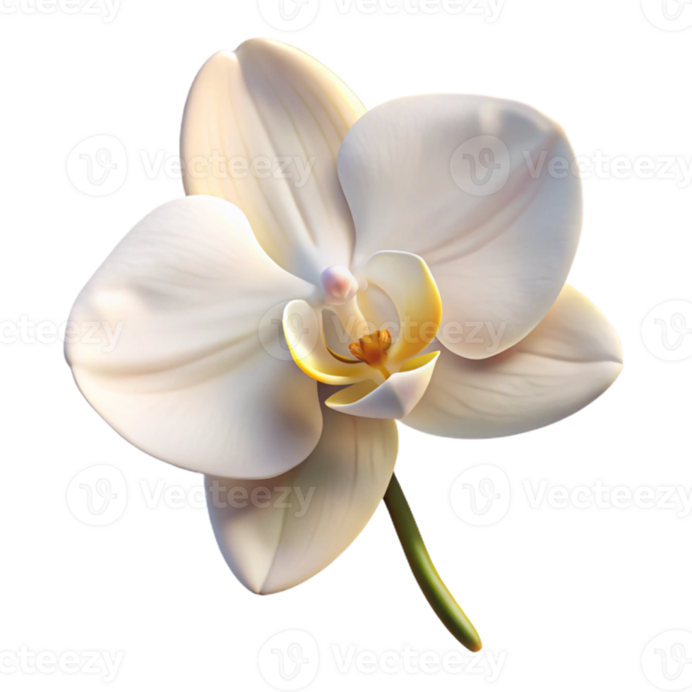 wonderful minimalist extraordinary classic A single, perfect white orchid, delicate petals, soft lighting, botanical illustration genuine high quality png