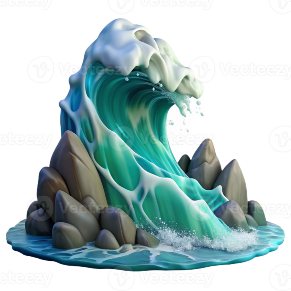 stunning artistic elegant rustic A giant wave crashing against a rocky shore, dramatic lighting, dynamic splash, realistic ocean scene authentic authentic png