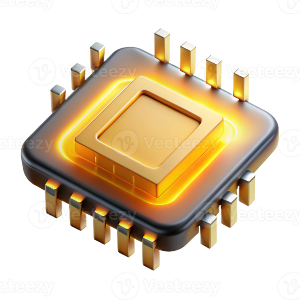 wonderful rustic stunning vintage A single microchip, magnified to reveal its complex structure, glowing with warm golden light, electron microscope photography style high resolution professional png