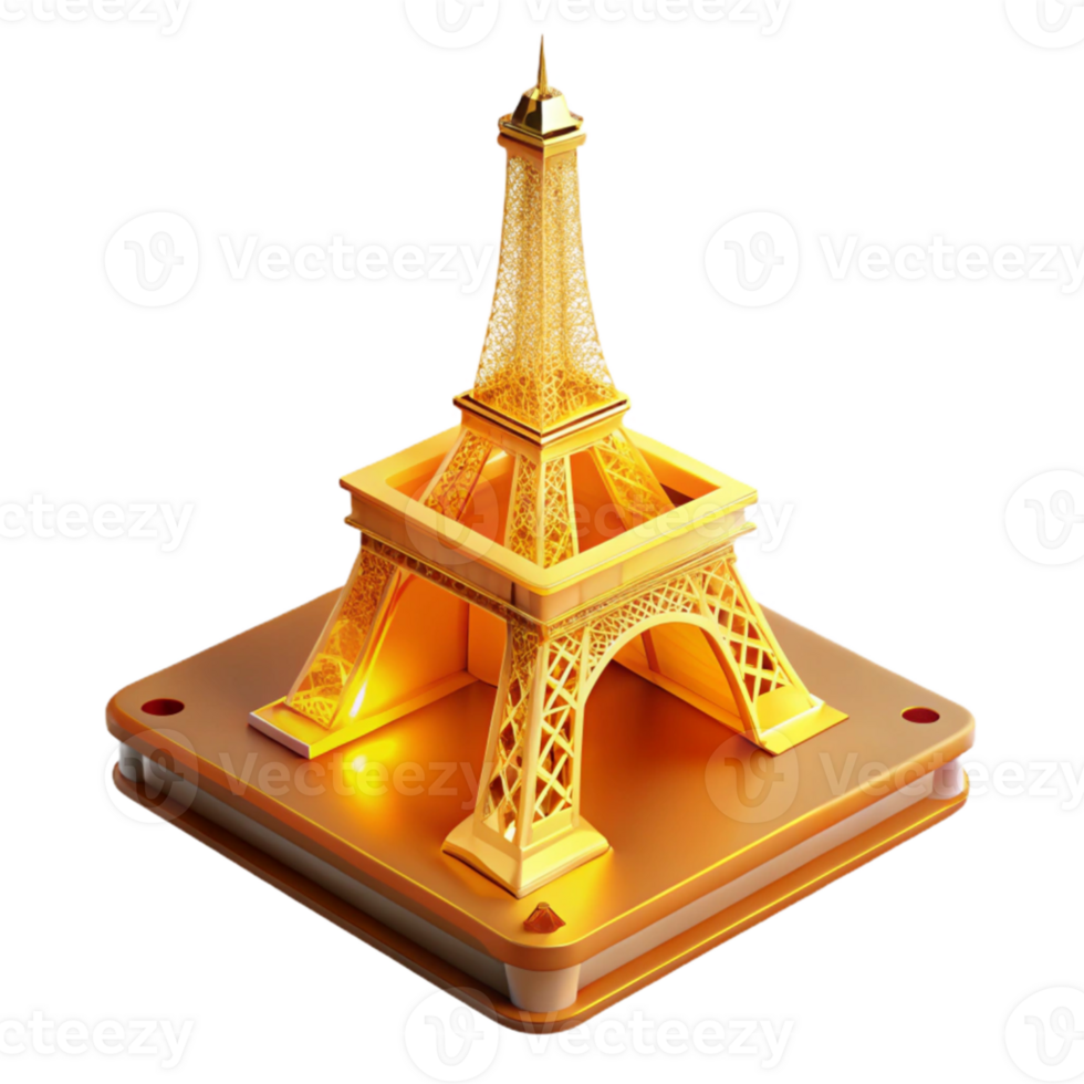 magnificent artistic impressive abstract A 3D printer constructing a miniature replica of the Eiffel Tower, layer by layer, illuminated by a warm yellow light, timelapse photography style... png