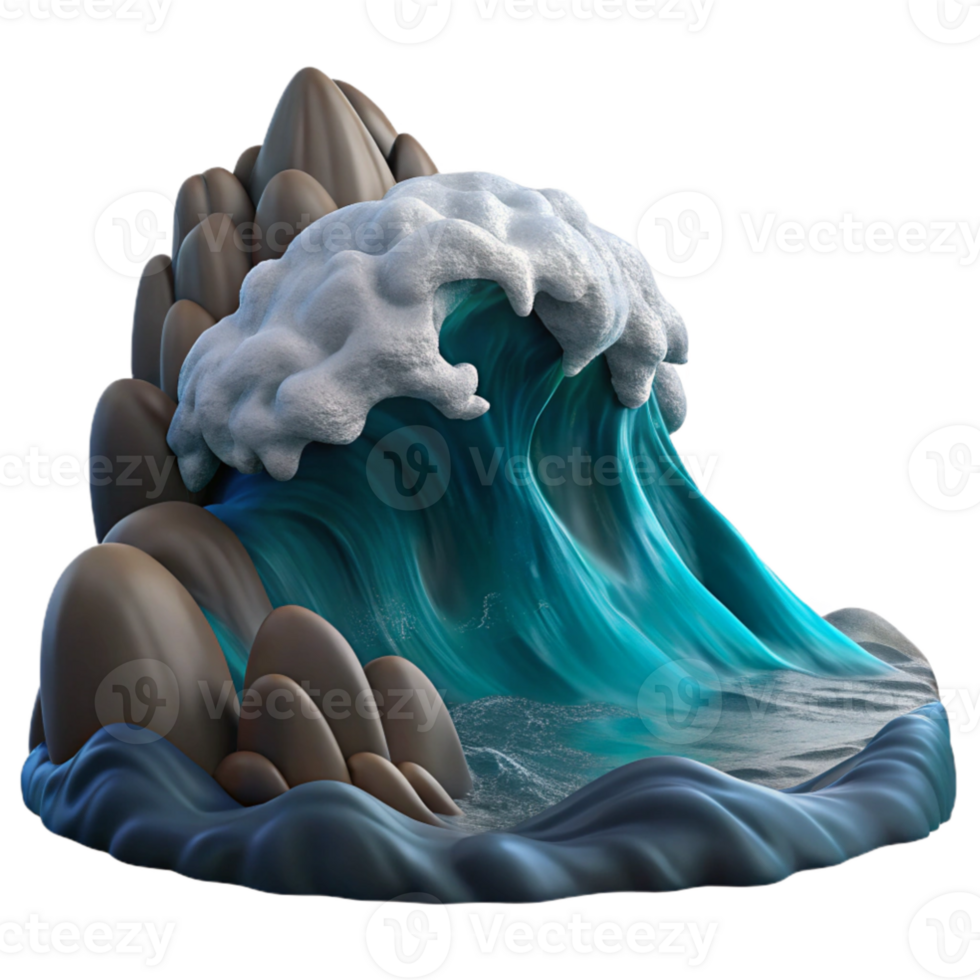 extraordinary creative extraordinary creative A giant wave crashing on a rocky shore, stormy weather, dark and moody, dramatic lighting, 4K authentic png