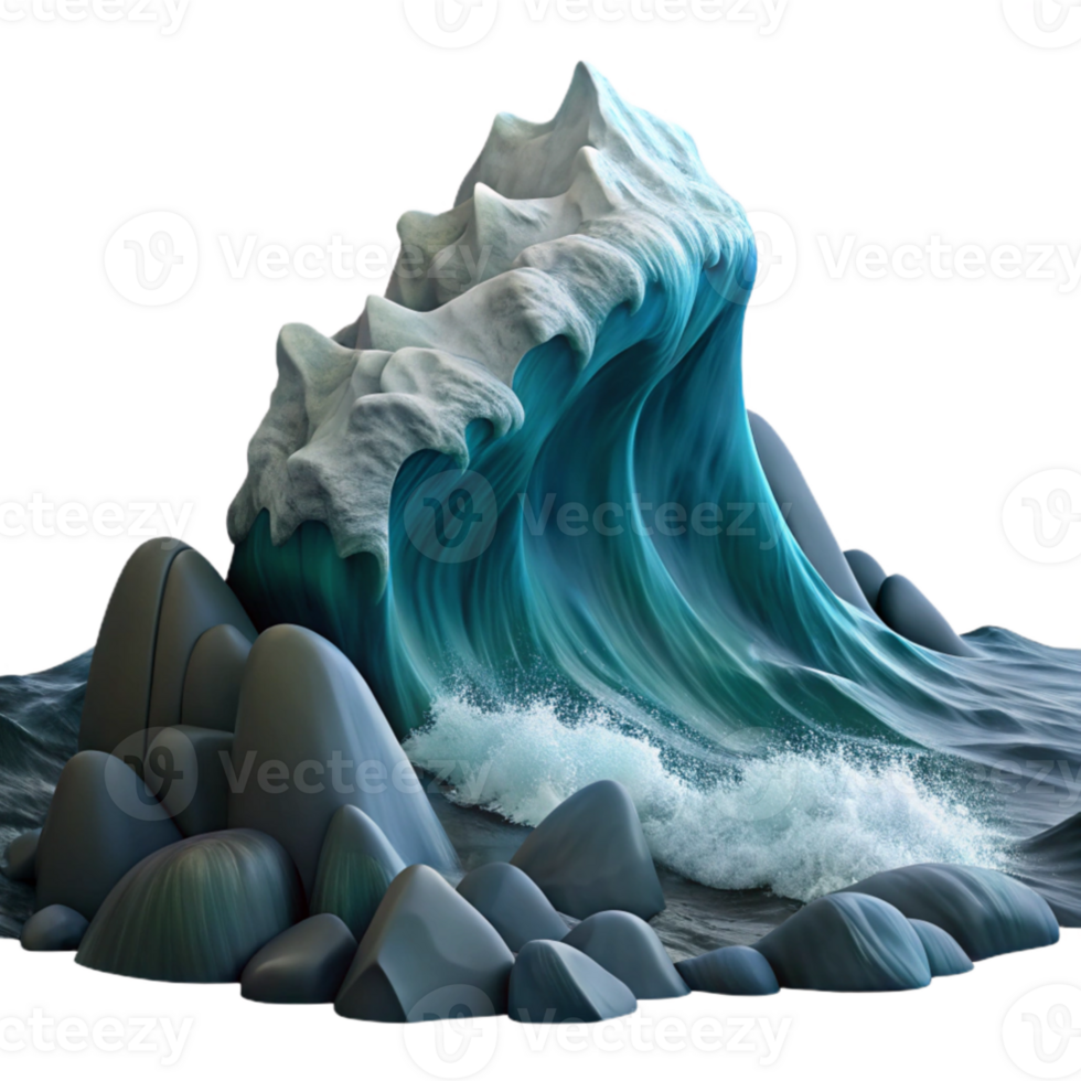 wonderful modern magnificent rustic A giant wave crashing on a rocky shore, stormy weather, dark and moody, dramatic lighting, premium genuine png