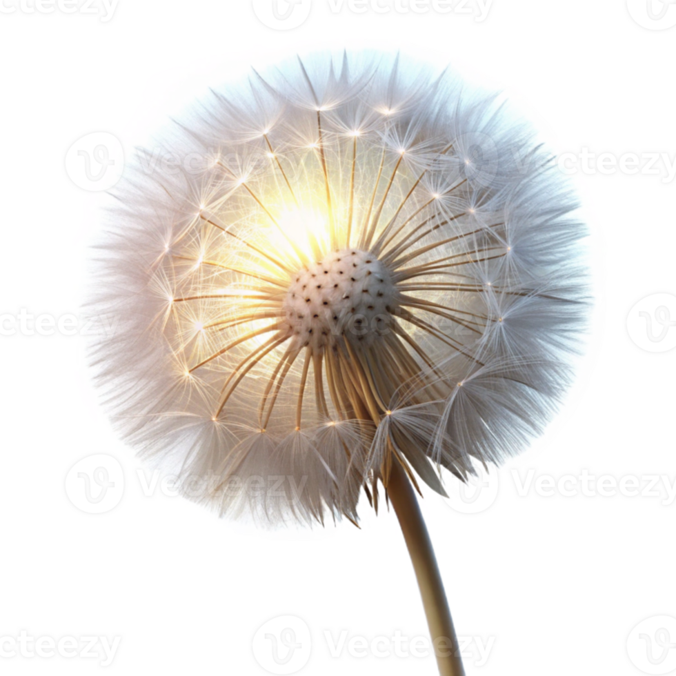 magnificent rustic wonderful creative A close-up of a single dandelion seedhead, delicately lit from behind, with ethereal, dreamlike lighting, in a macro photography style 4K genuine png