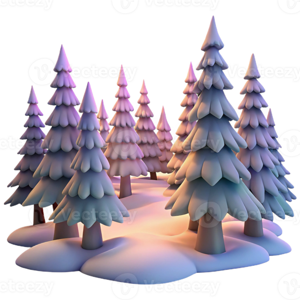 impressive traditional vibrant artistic A snow-covered pine forest at dawn, with soft, pastel colors and a serene, peaceful atmosphere, in an Impressionist painting style professional authentic png