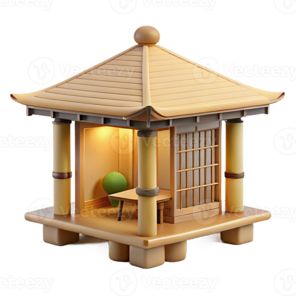 extraordinary abstract wonderful rustic A minimalist Japanese tea house, constructed of bamboo and rice paper, soft diffuse daylight, tranquil, zen, minimalist high resolution 4K png