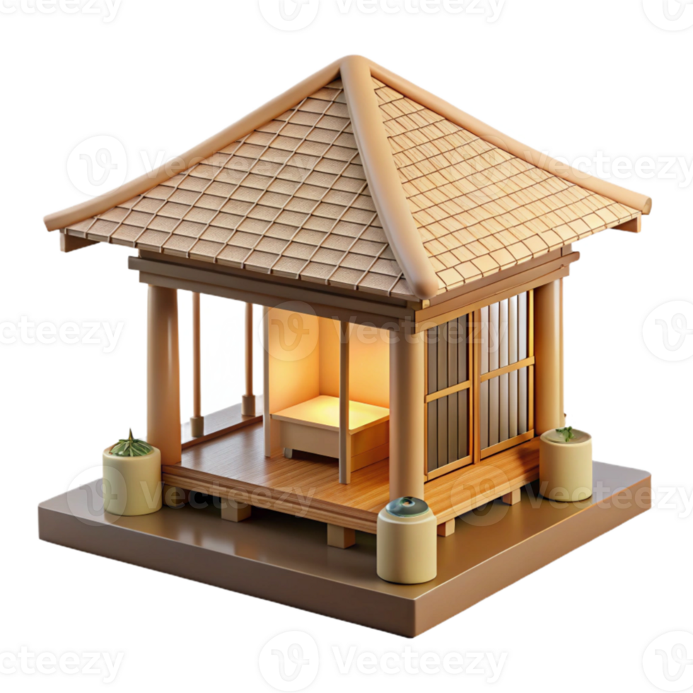 serene classic elegant artistic A minimalist Japanese tea house, constructed of bamboo and rice paper, soft diffuse daylight, tranquil, zen, minimalist detailed premium png