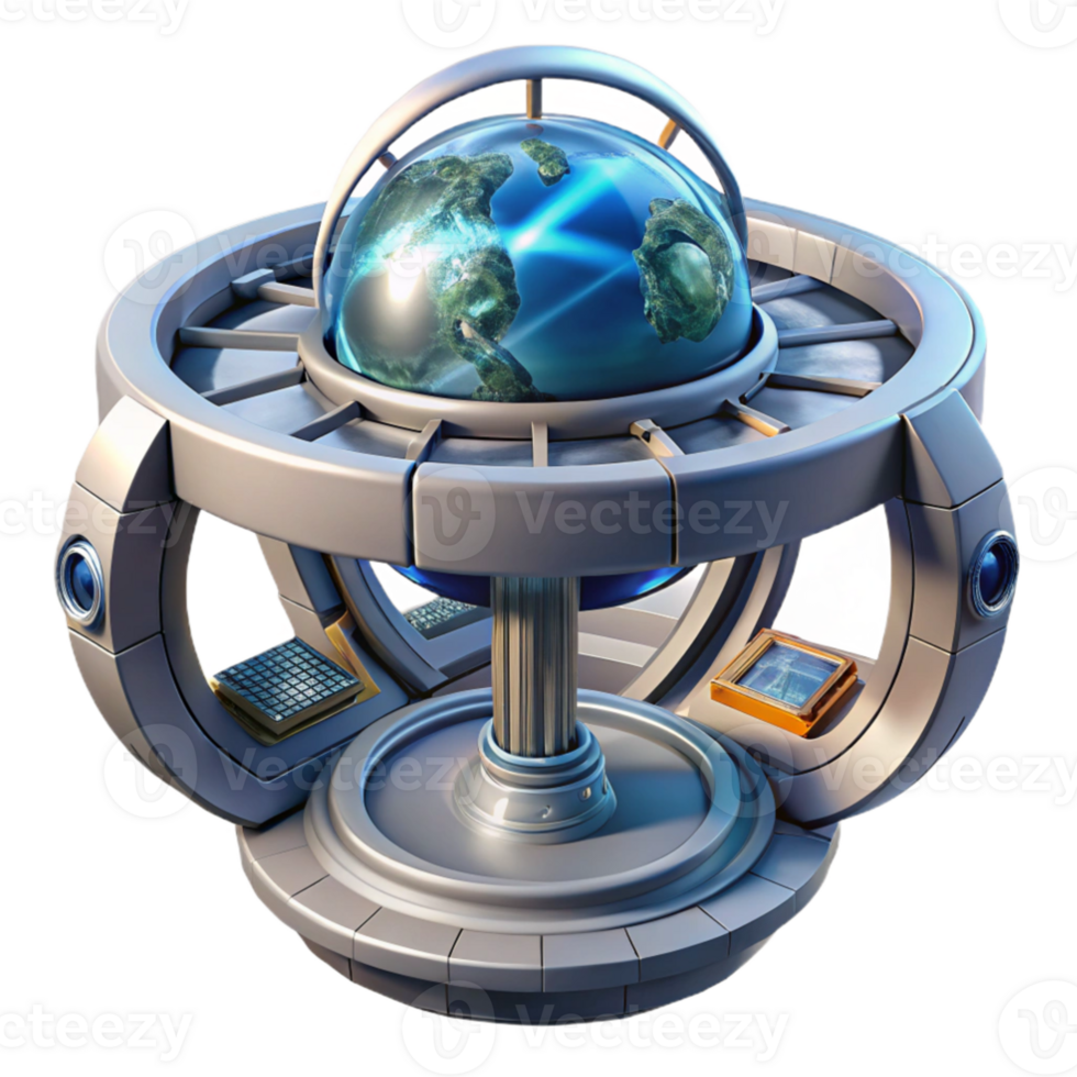 vibrant contemporary elegant creative A futuristic space station, sleek metallic design, rotating sections, view of Earth from a window, technological, advanced, scientific high quality high... png