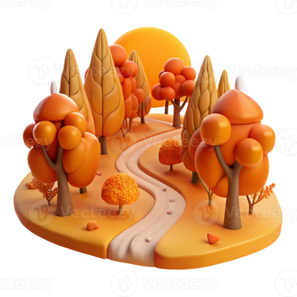 elegant vintage dramatic abstract A winding dirt road through a sun-drenched autumn forest, warm color palette, vintage postcard style, high quality detailed png