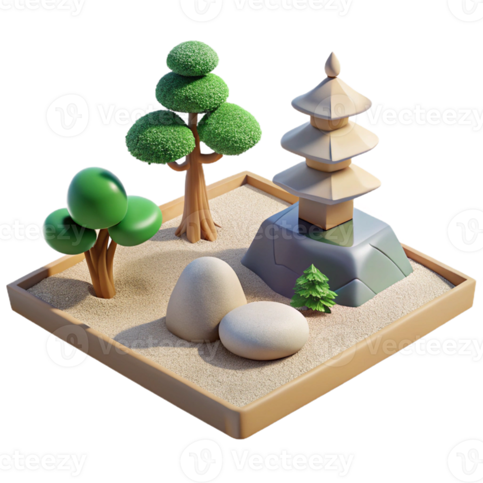 magnificent rustic magnificent vintage A serene Japanese zen garden with raked sand, bonsai trees, and rocks, minimalist and peaceful, genuine genuine png