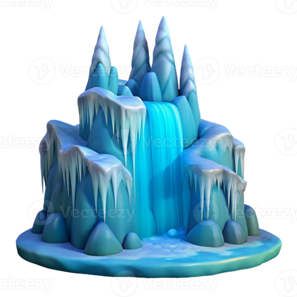 magnificent classic stunning creative A frozen waterfall in winter, intricate ice formations, cool blue tones, photorealistic, authentic premium png